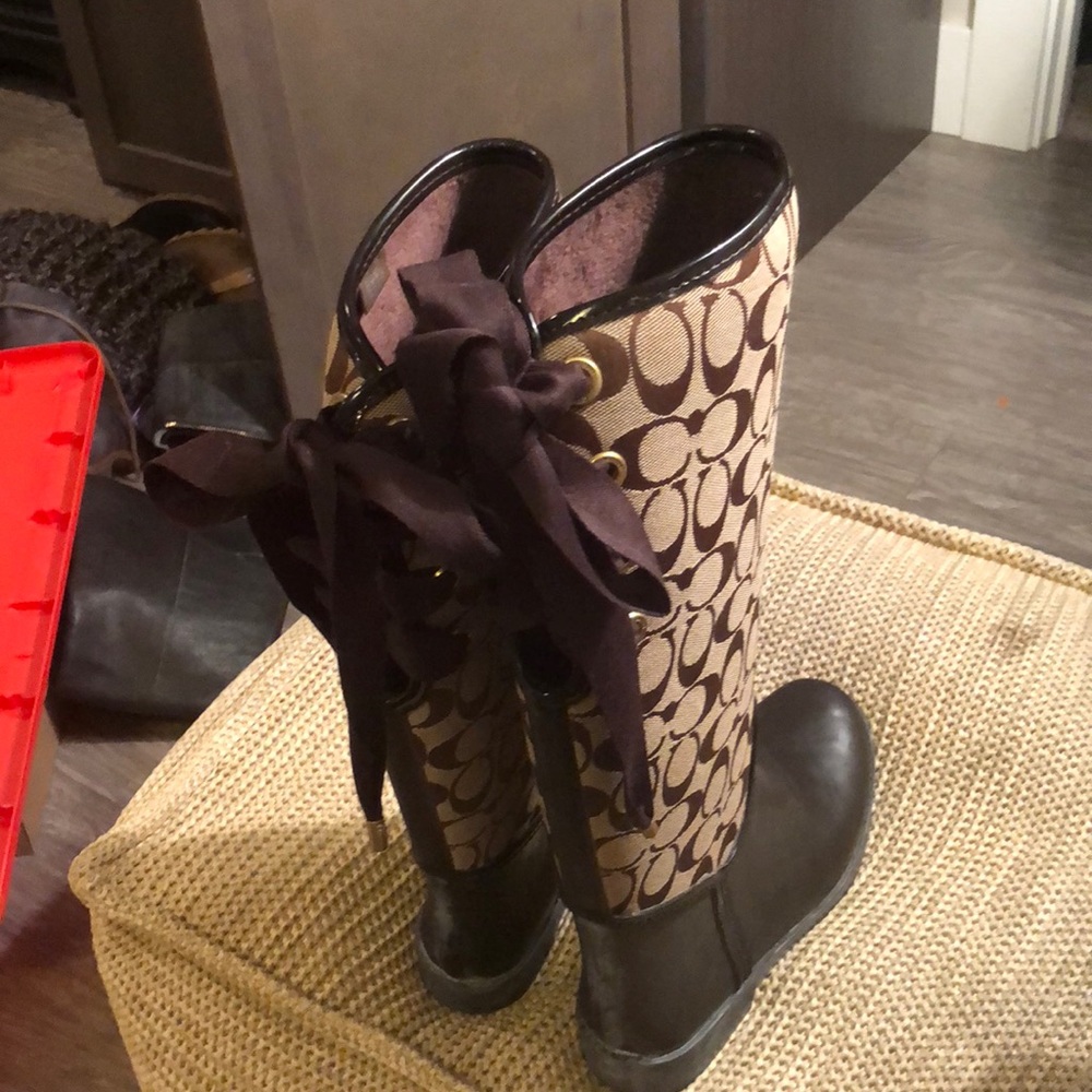 Coach signature print riding boots
